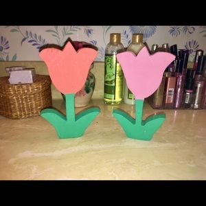 2 Adorable Handmade Wooden Flowers